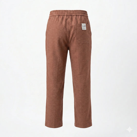 CALVIN KLEIN Rustic Terracotta Easy Fit Linen-Blend Trousers