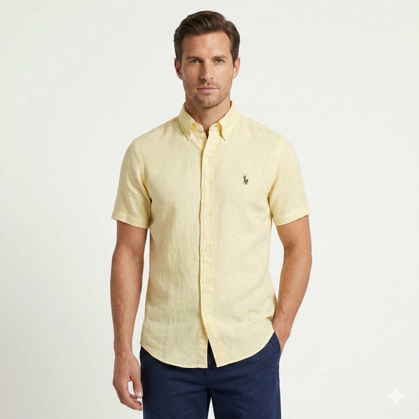 POLO RALPH LAUREN Luminous Amber Classic Fit Short Sleeve Linen Shirt
