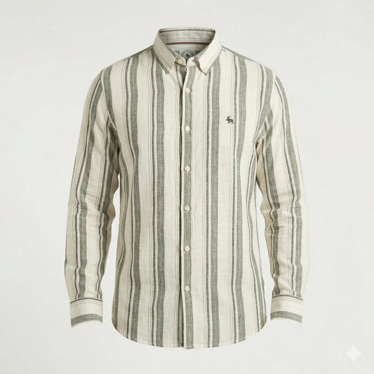 Brooks Brothers Regular Fit Stripe Full Sleeve Linen Shirt