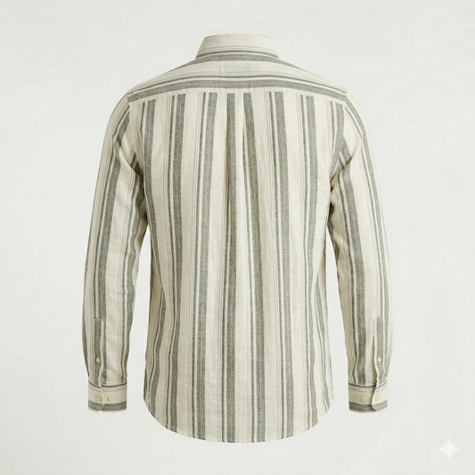 Brooks Brothers Regular Fit Stripe Full Sleeve Linen Shirt