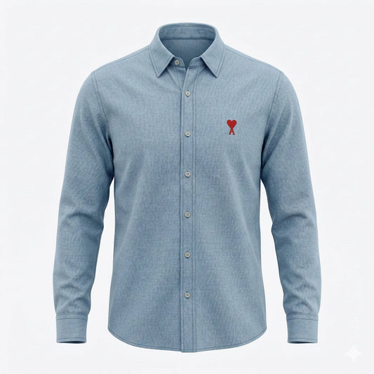 AMI Celestial Teal Classic Fit Long Sleeve Denim Shirt