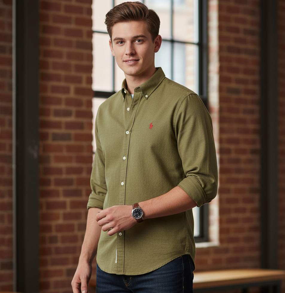 POLO RALPH LAUREN Enchanted Olive Classic Fit Long Sleeve Button-Up Shirt