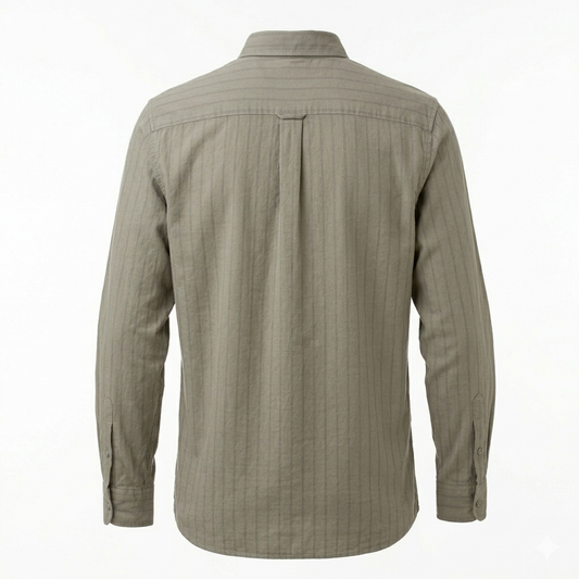 LACOSTE Mystic Olive Tailored Fit Long Sleeve Striped Shirt