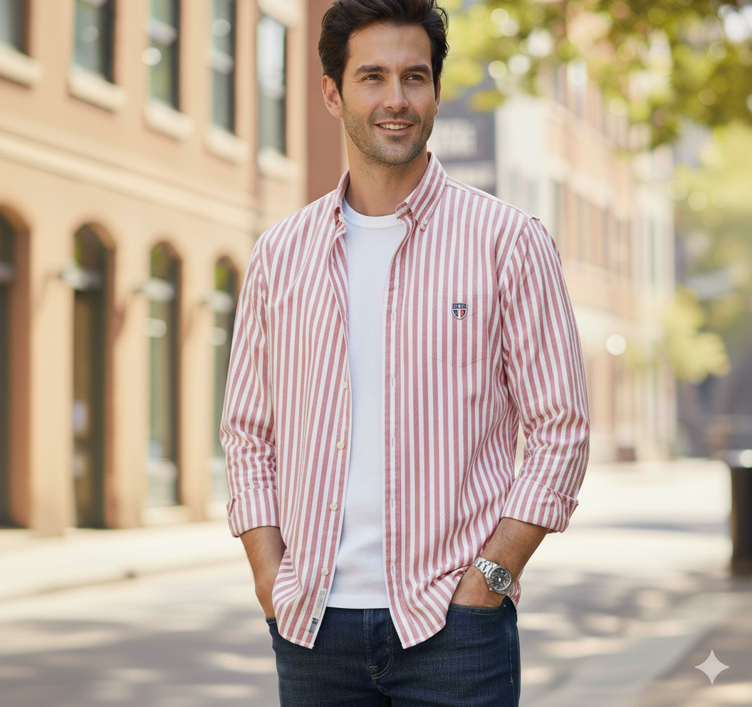 GANT Coral Blush Tailored Fit Long Sleeve Button-Up Shirt