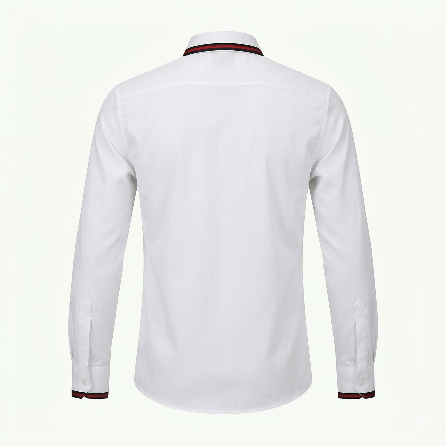 GUCCI Luminous Pearl Tailored Fit Long Sleeve Satin Lycra Party Shirt with Contrast Collar