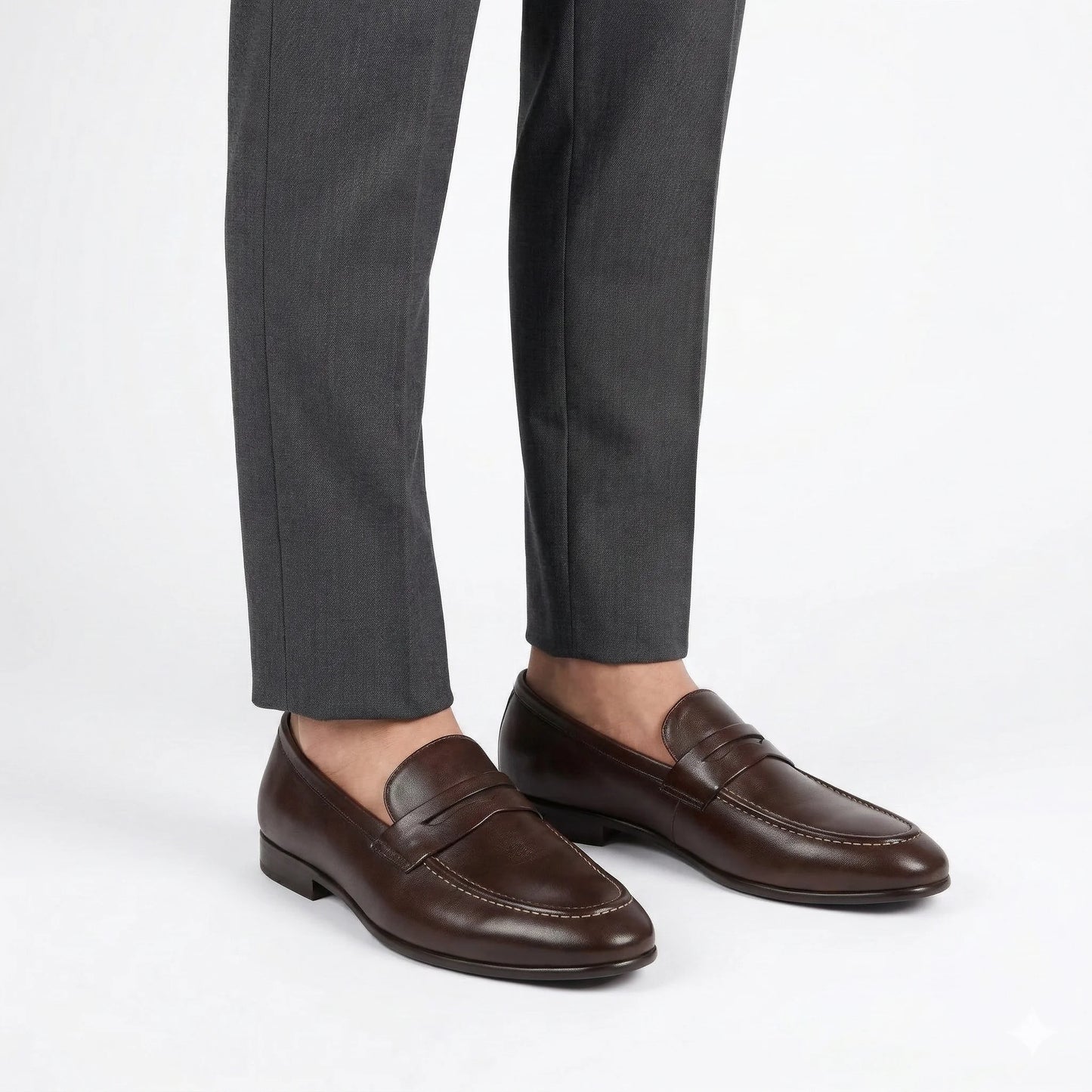 ROSSO BRUNELLO Rustic Cocoa Luxe Leather Loafers