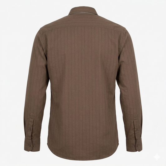 Lacoste Classic Fit Striped Button-Up Shirt in Brown