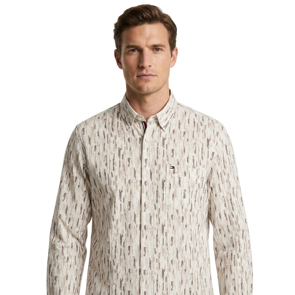 TOMMY HILFIGER Serene Dune Tailored Fit Long Sleeve Textured Shirt