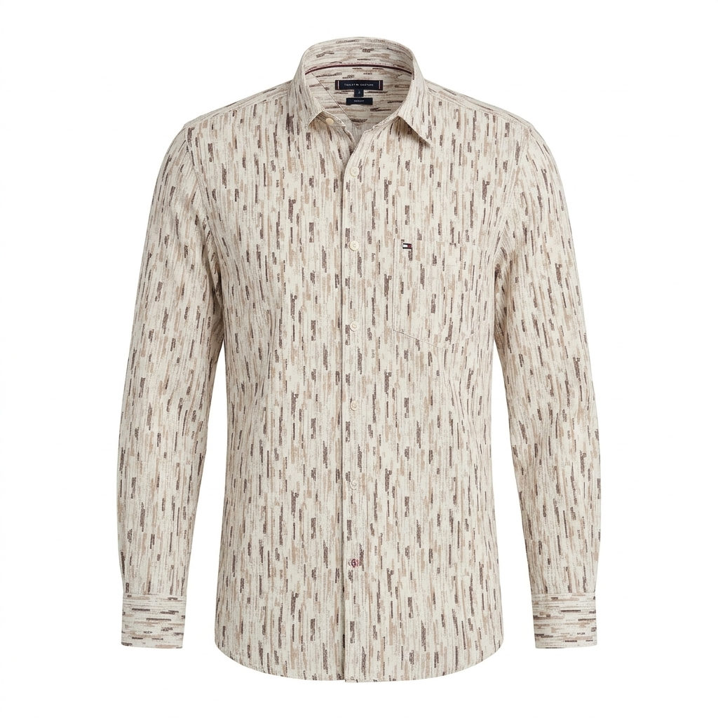 TOMMY HILFIGER Serene Dune Tailored Fit Long Sleeve Textured Shirt