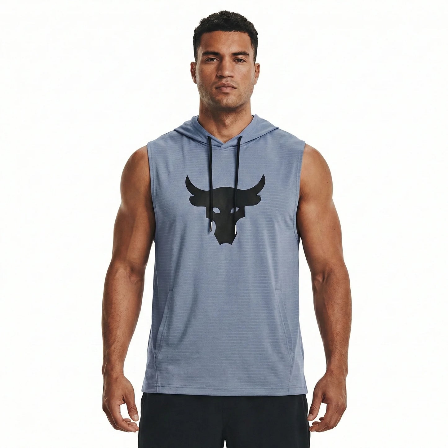 UNDER ARMOUR Stormy Teal Athletic Fit Sleeveless Hoodie with Iconic Bull Graphic