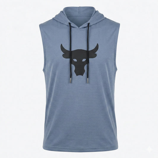UNDER ARMOUR Stormy Teal Athletic Fit Sleeveless Hoodie with Iconic Bull Graphic