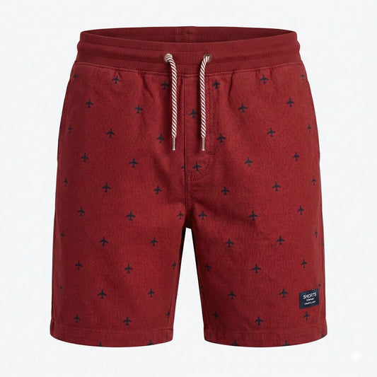 SUPERDRY Blazing Crimson Relaxed Fit Aeronautical Print Shorts