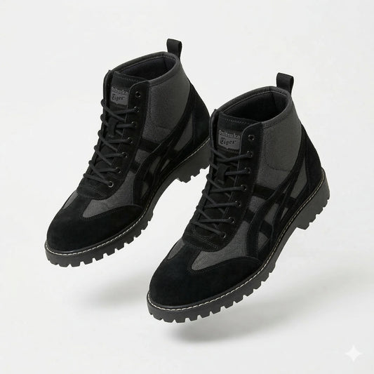 ONITSUKA TIGER Charcoal Mist Rugged Fit Suede and Mesh Hiking Boots