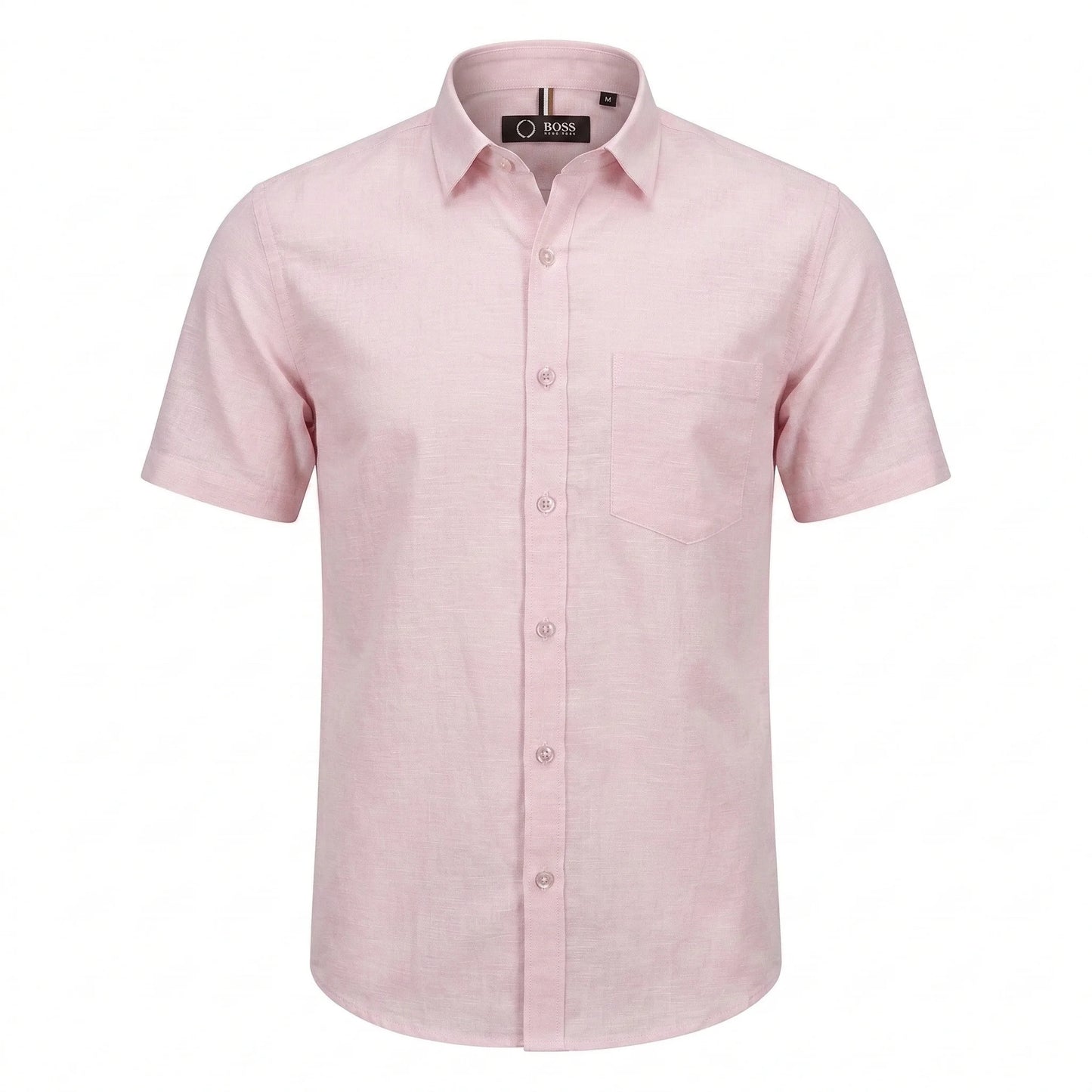 BOSS Serene Blush Tailored Fit Short Sleeve Linen Shirt