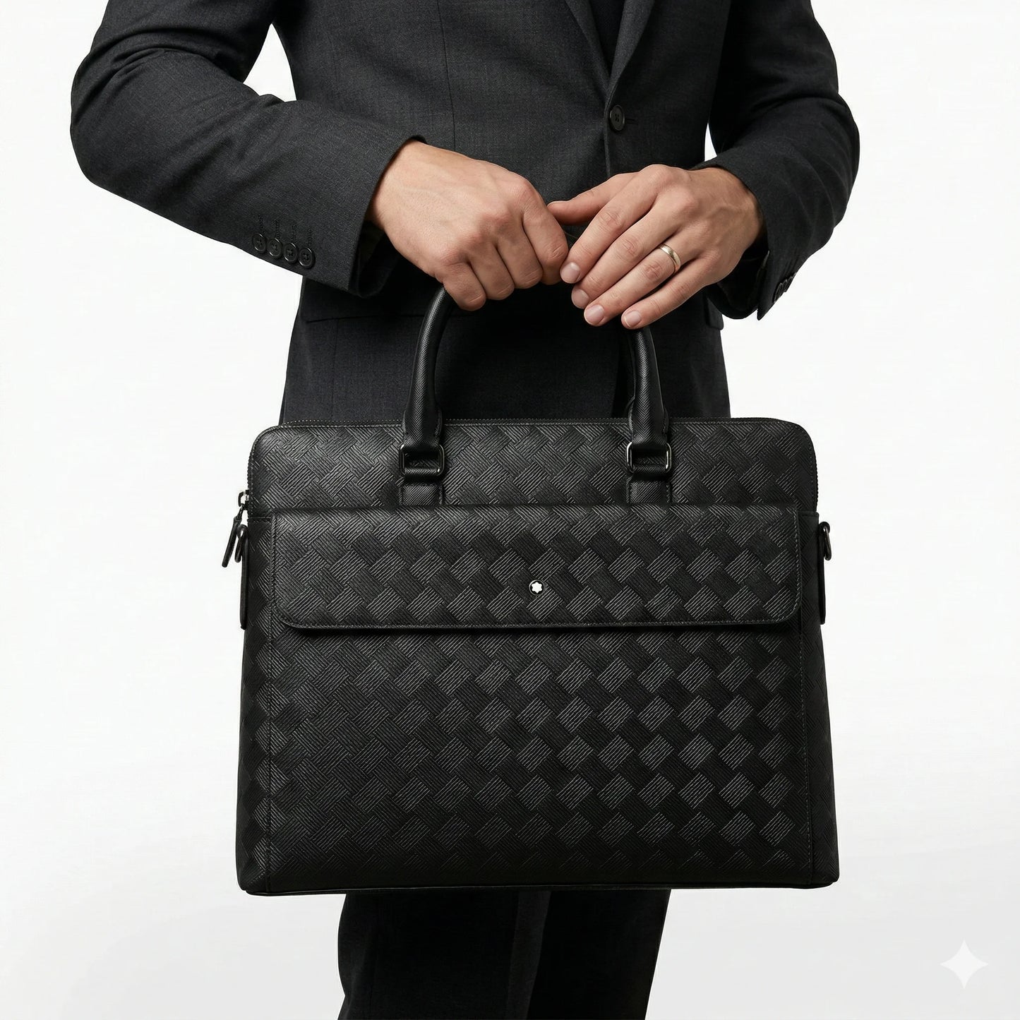MONTBLANC Shadowed Onyx Premium Luxe Leather Briefcase