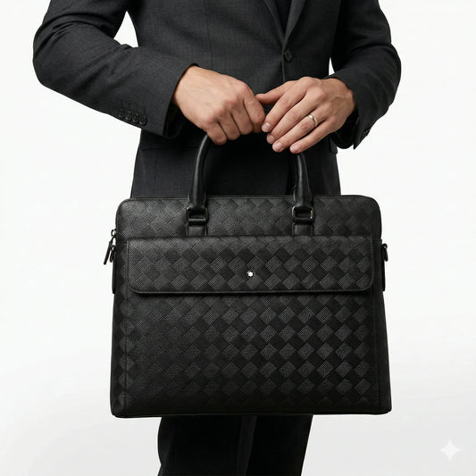MONTBLANC Shadowed Onyx Premium Luxe Leather Briefcase