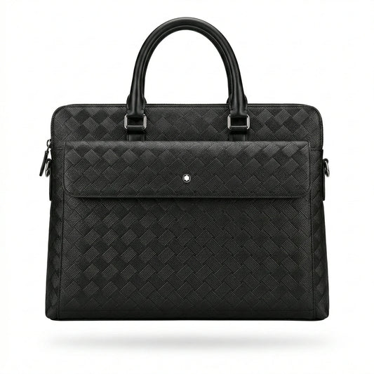 MONTBLANC Shadowed Onyx Premium Luxe Leather Briefcase