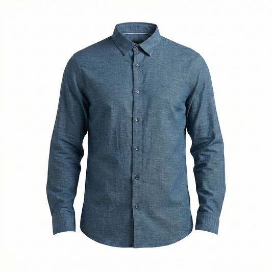 A|X Oceanic Teal Classic Fit Long Sleeve Linen Button-Up Shirt