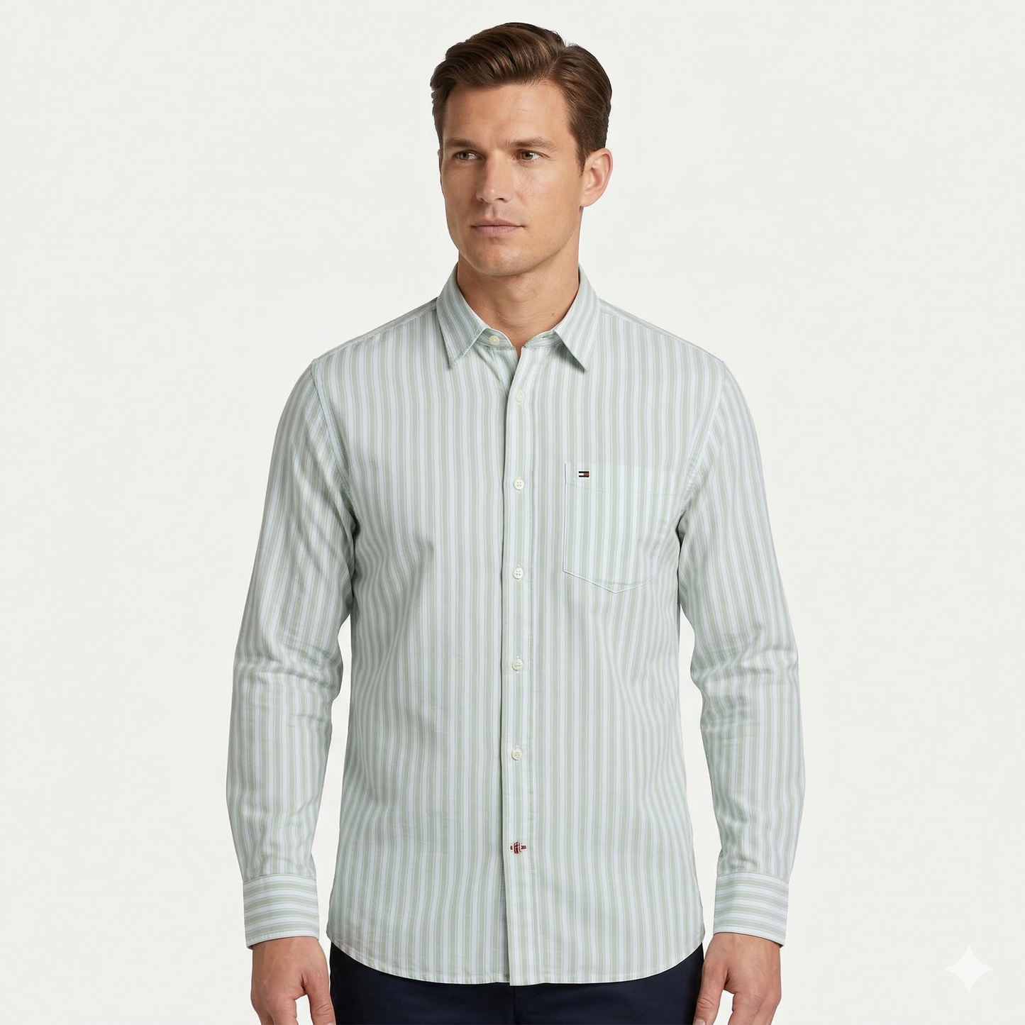 TOMMY HILFIGER Serene Aqua Tailored Fit Long Sleeve Button-Up Shirt