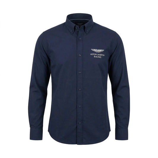 HACKETT x ASTON MARTIN Racing Cerulean Depths Classic Fit Long Sleeve Satin-Lycra Party Shirt