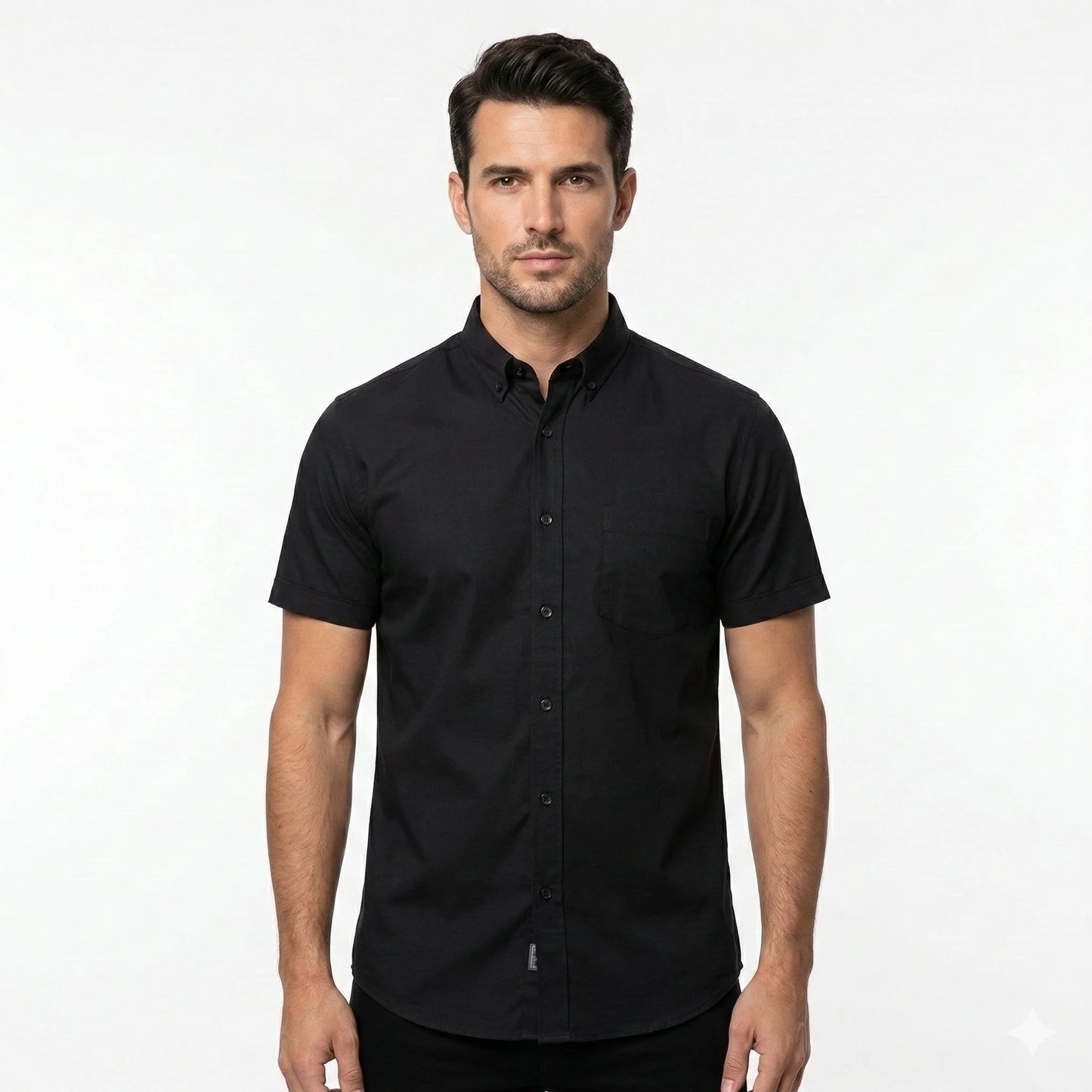 BOSS Ethereal Charcoal Tailored Fit Short Sleeve Linen Shirt