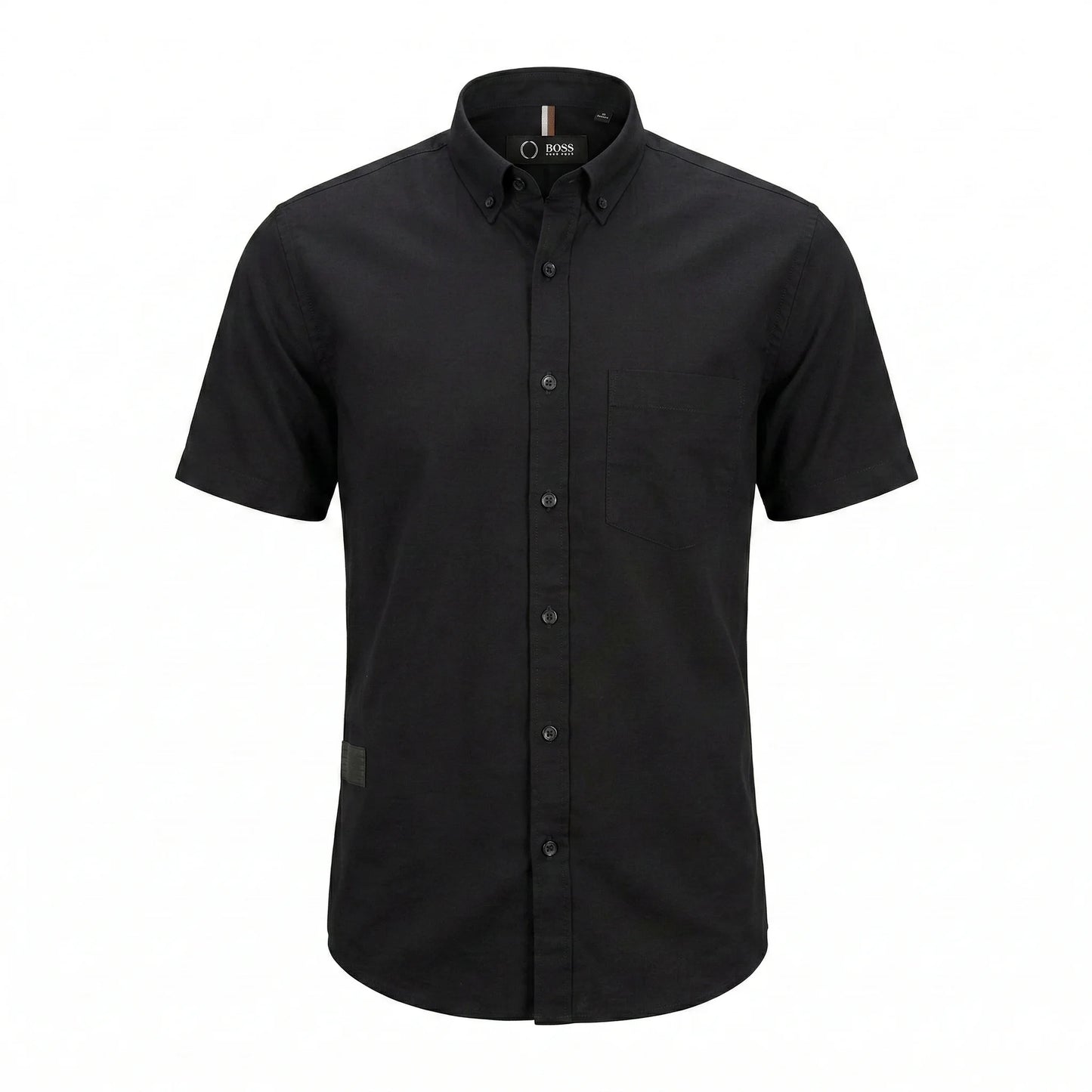 BOSS Ethereal Charcoal Tailored Fit Short Sleeve Linen Shirt
