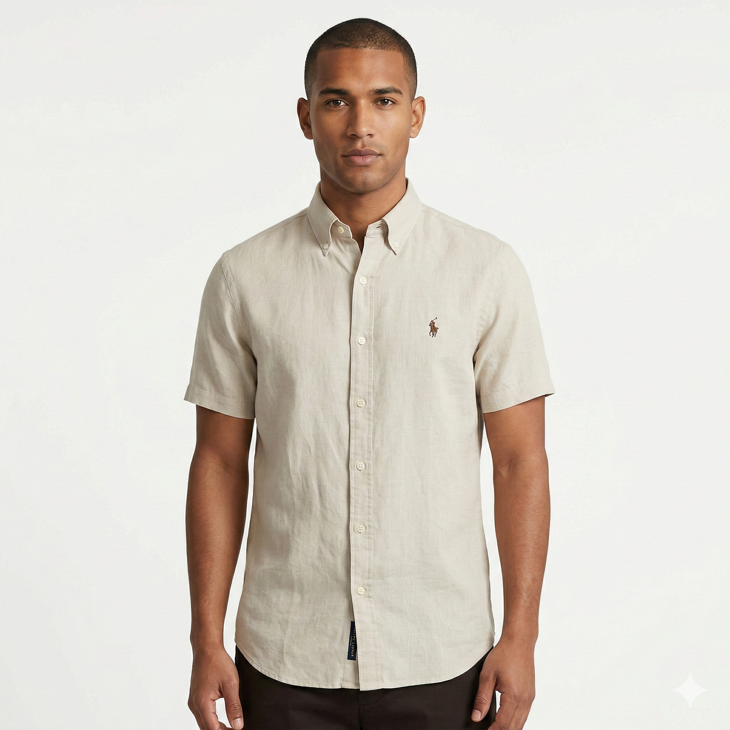 POLO Serene Sand Classic Fit Short Sleeve Linen Shirt