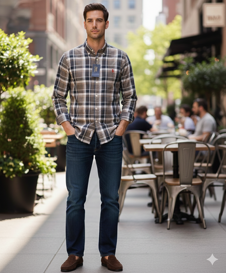 POLO RALPH LAUREN Serene Blush Tailored Fit Long Sleeve Gingham Shirt