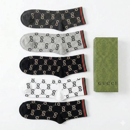 GUCCI Enchanted Onyx Luxe Cotton Blend Socks Gift Set (Pack of 5)