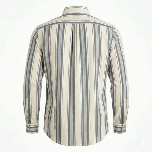 Brooks Brothers Regular Fit Stripe Full Sleeve Linen Shirt
