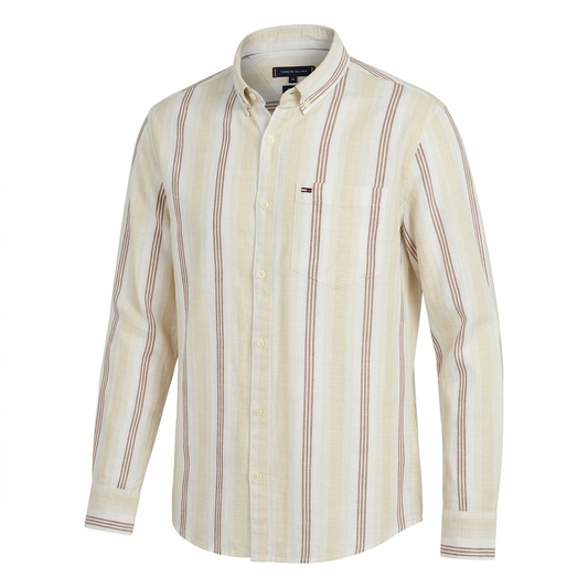 TOMMY HILFIGER Serene Pearl Tailored Fit Long Sleeve Striped Button-Up Shirt