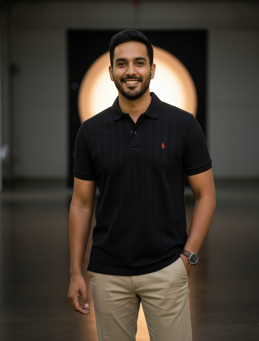 Polo by Ralph Lauren Classic Stripe Black Polo Shirt