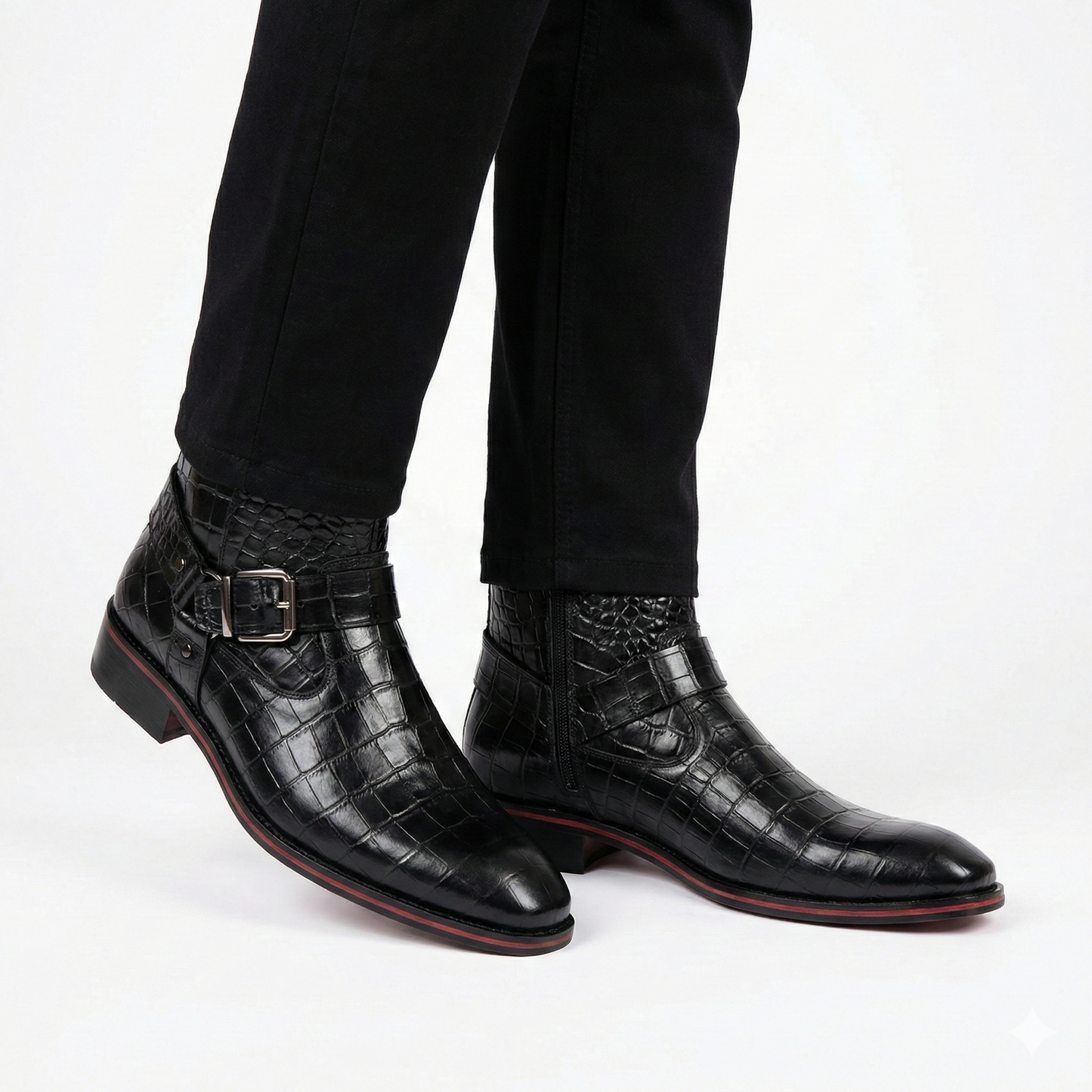 TED BAKER Shadow Onyx Refined Fit Crocodile Leather Ankle Boots