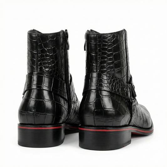 TED BAKER Shadow Onyx Refined Fit Crocodile Leather Ankle Boots