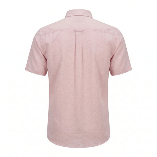 BOSS Serene Blush Tailored Fit Short Sleeve Linen Shirt