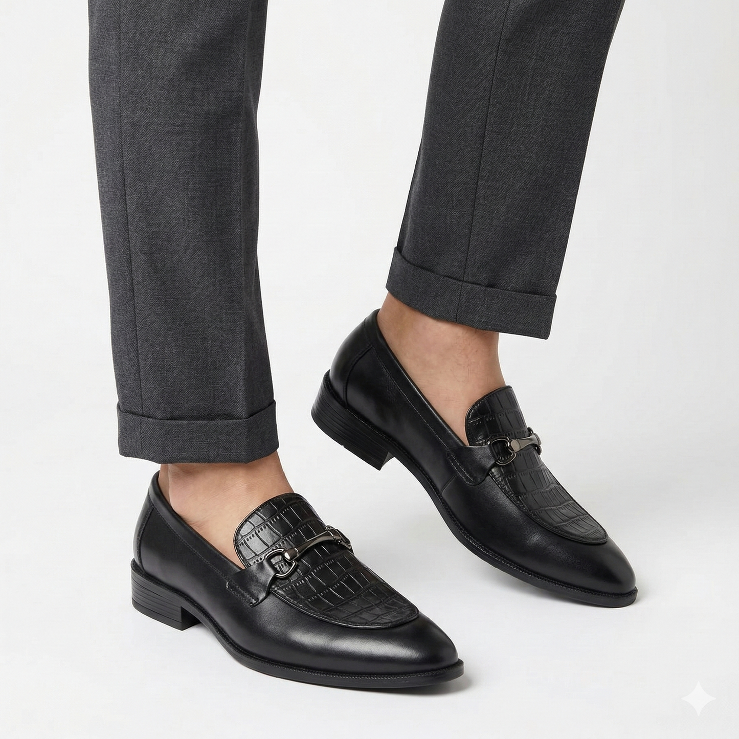 ALDO Obsidian Velvet Luxe Croc-Embossed Tailored Loafers