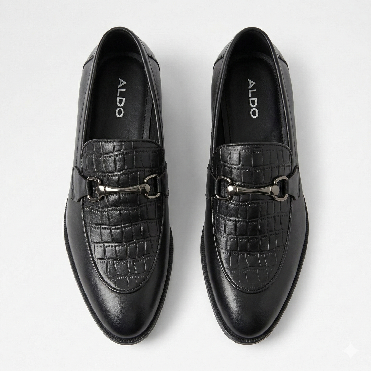ALDO Obsidian Velvet Luxe Croc-Embossed Tailored Loafers