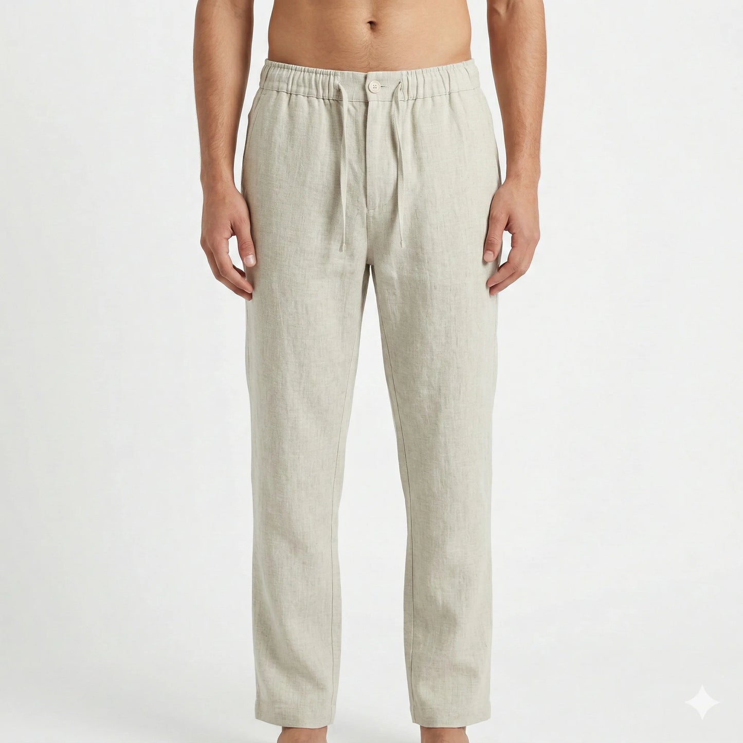 CALVIN KLEIN Whispering Sand Effortless Fit Linen Trousers