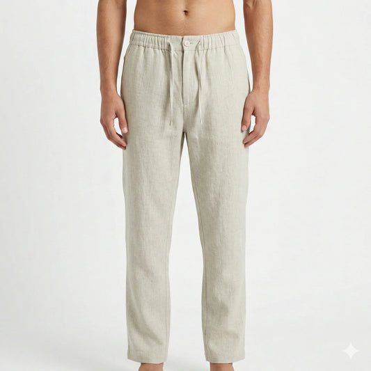 CALVIN KLEIN Whispering Sand Effortless Fit Linen Trousers