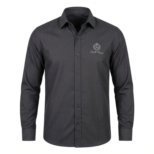 Loro Piana Regular Fit Full Sleeve Linen Black Shirt