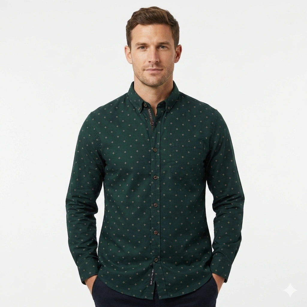 CALVIN KLEIN JEANS Opulent Emerald Slim Fit Long Sleeve Shirt