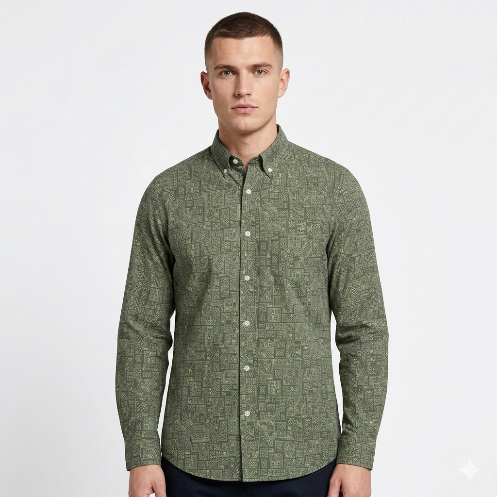 GANT Mystic Fern Tailored Fit Long Sleeve Button-Up Shirt