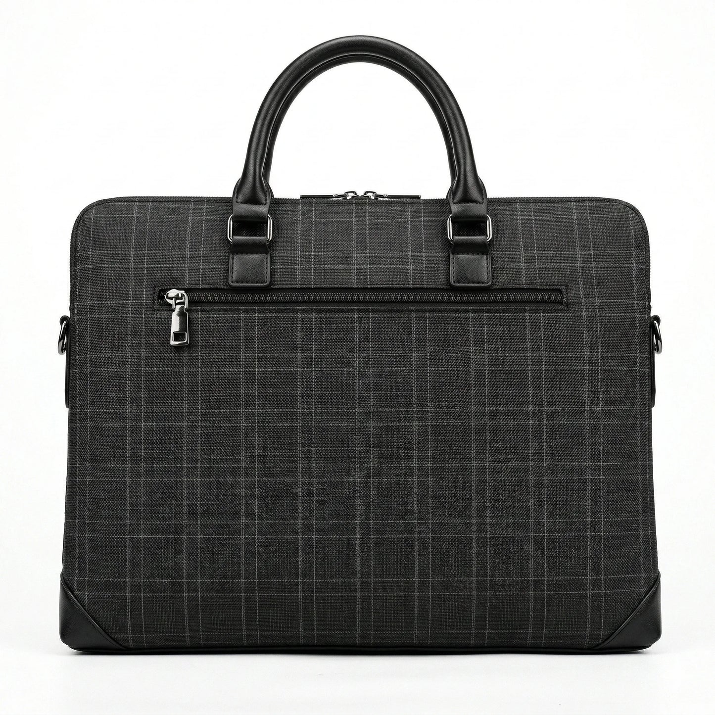 PRADA Charcoal Twilight Tailored Fit Plaid Executive Briefcase
