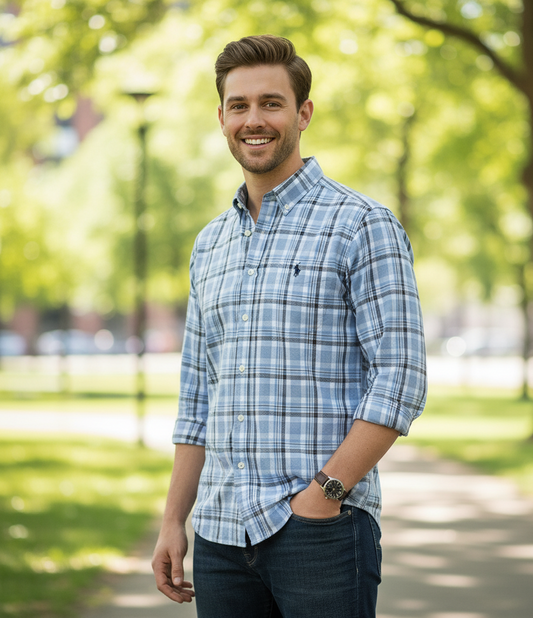 POLY RALPH LAUREN Ethereal Sky Classic Fit Long Sleeve Button-Down Shirt