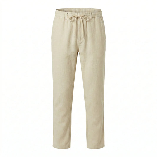 LACOSTE Tranquil Sand Tailored Fit Linen Trousers