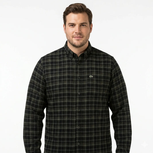 LACOSTE Mystic Pine Classic Fit Long Sleeve Flannel Shirt