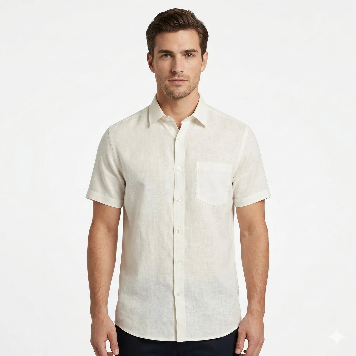 BOSS Soft Sandstone Effortless Fit Short Sleeve Linen Shirt