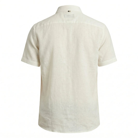 BOSS Soft Sandstone Effortless Fit Short Sleeve Linen Shirt