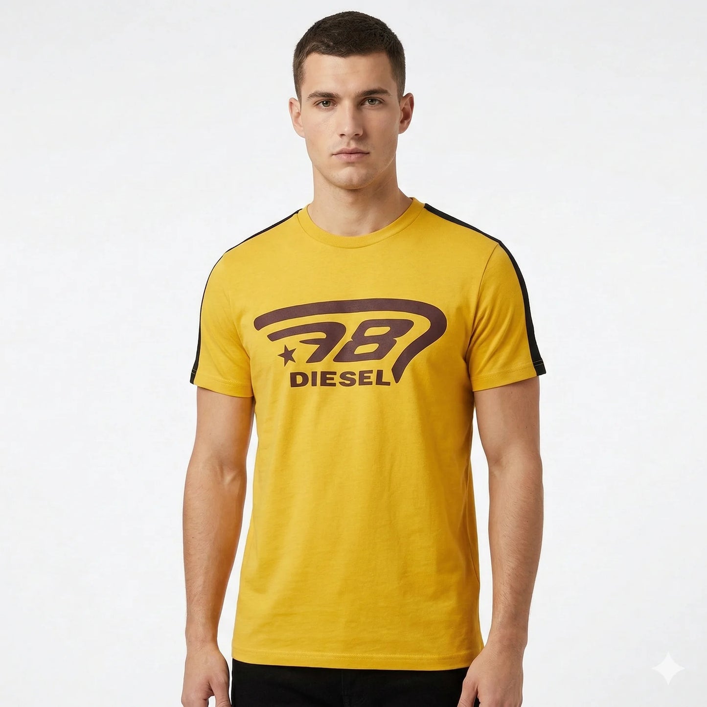 DIESEL Luminous Gold Tailored Fit Short Sleeve Cotton T-Shirt
