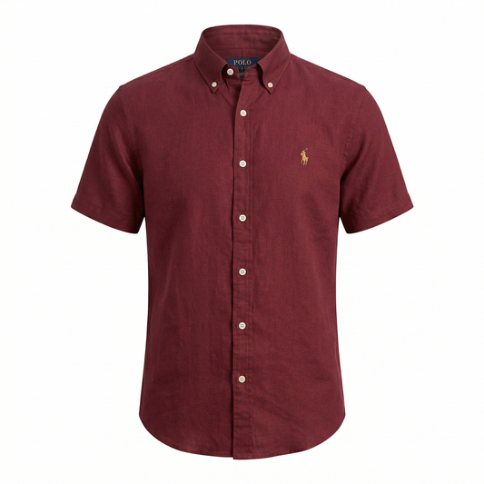 POLO Blazing Rose Classic Fit Short Sleeve Linen Shirt